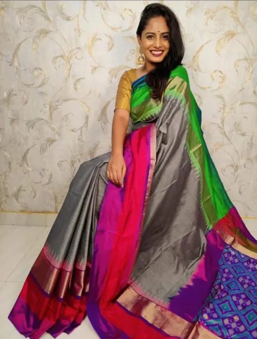 Pure Multicoloured IKKAT Silk Sarees